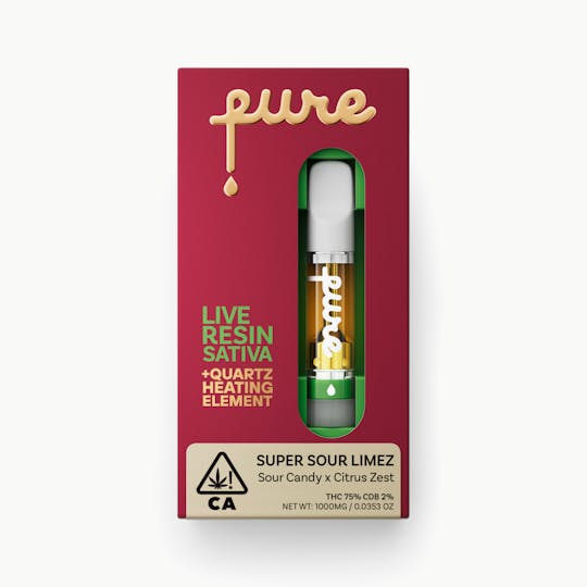Pure Vape - Pure Live Resin 1g Cartridge - Super Sour Limez - Sativa - 1