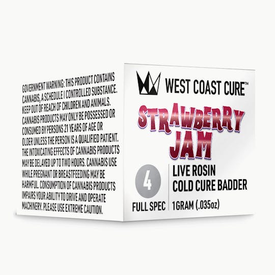 West Coast Cure - Strawberry Jam - Live Rosin Cold Cure Badder - T4 - 1