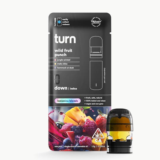 turn - 1.0g pod | wild fruit punch | botanica blends | down | - 1