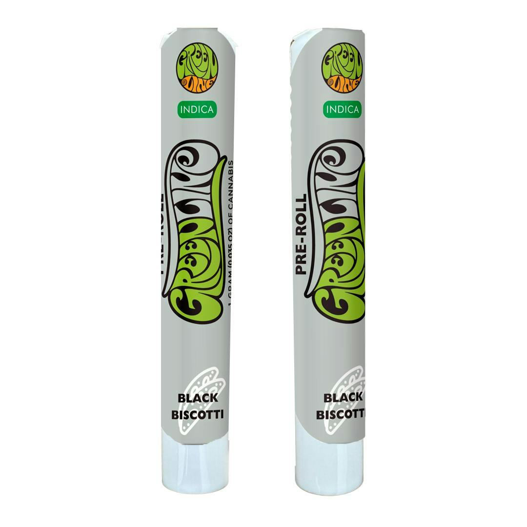 Greenline - Black Biscotti - Indoor Flower Pre-Roll - Indica - 1g - 1