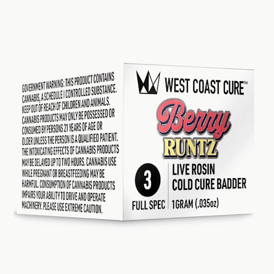 West Coast Cure - Berry Runtz - 1G Live rosin Cold Cure Badder - Tier 3 - 1