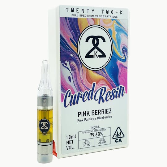 Twenty Two K / 22k - 22K - Cured Resin - Pink Berriez - 1.0ml Cartridge - 1