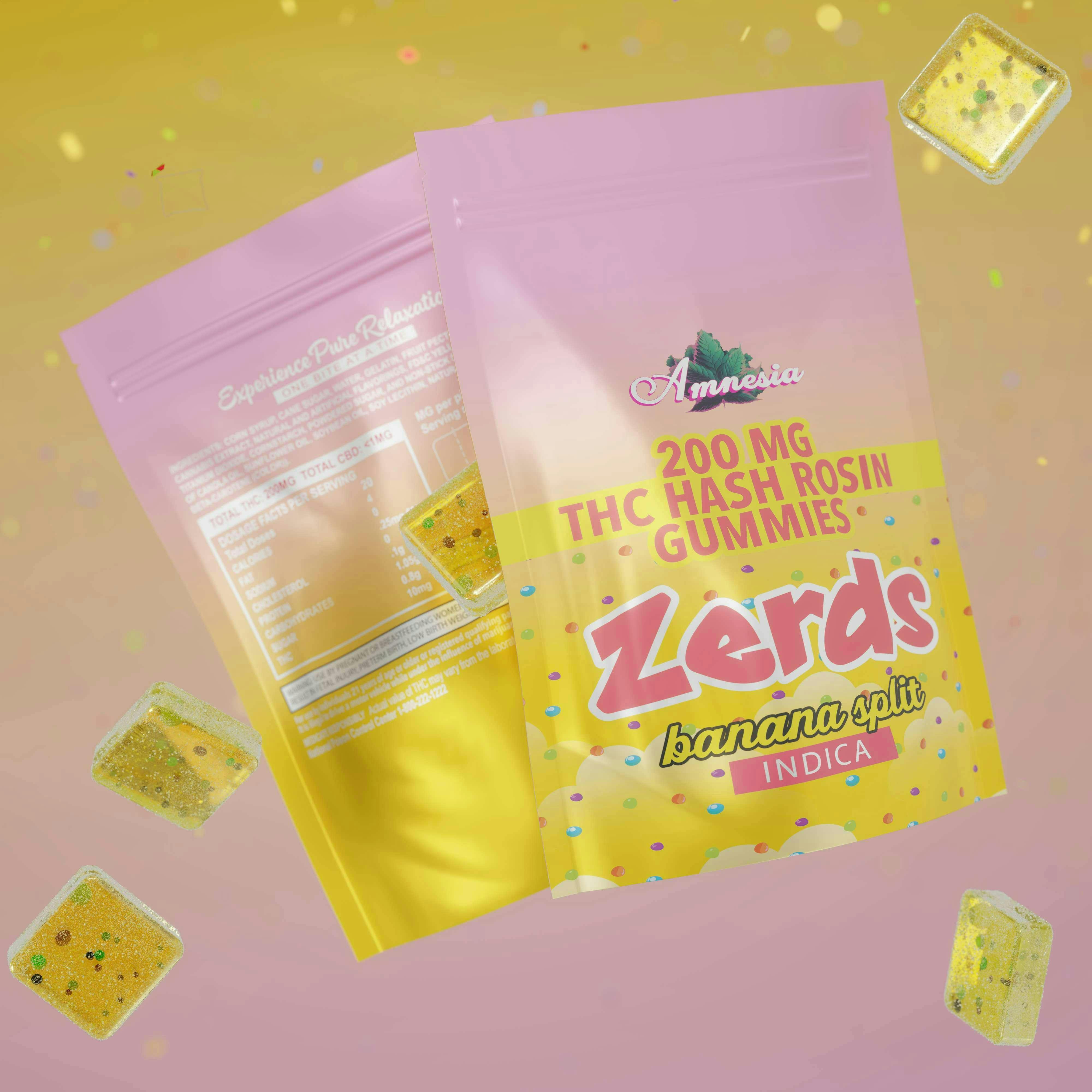 Amnesia MI - Amnesia MI | Zerds | Banana Split | Rosin Gummies | 200mg | 5ct | 40mg/ea - 1