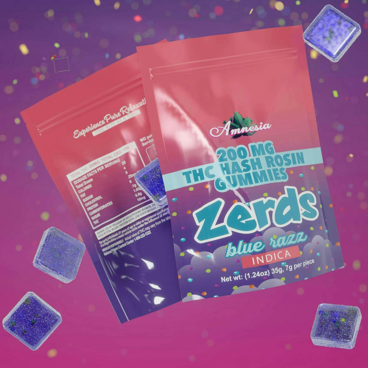 Amnesia MI - Amnesia MI | Blue Razz | Rosin Gummies | 200mg | 5ct | 40mg/ea - 1