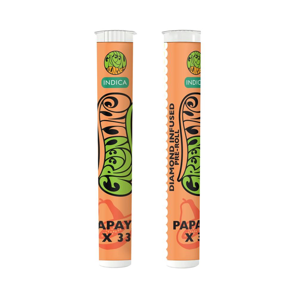 Greenline - Papaya X 33 - Diamond Infused - Indoor Flower Pre-Roll - Indica - 1g - 1