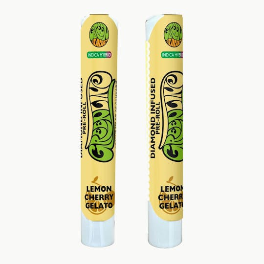 Greenline - Lemon Cherry Gelato -Diamond Infused-Indoor Flower Pre-Roll- Indica - 1g - 1
