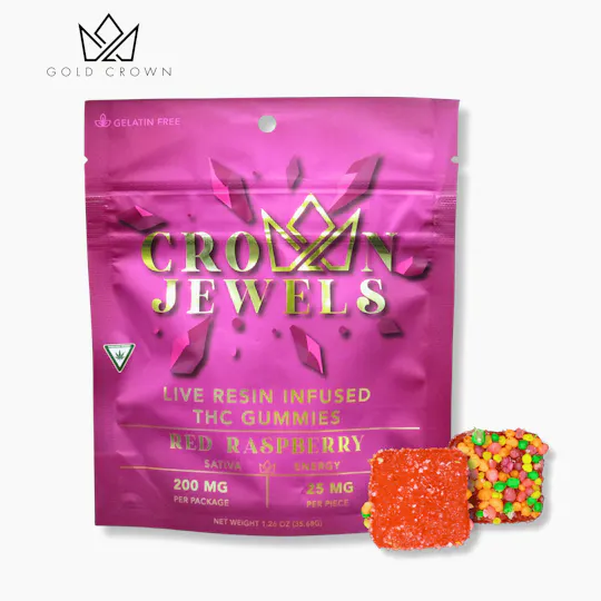 Gold Crown - Gold Crown | Crown Jewels | Red Raspberry Gummies | 200mg | 8ct | 25mg/ea - 1