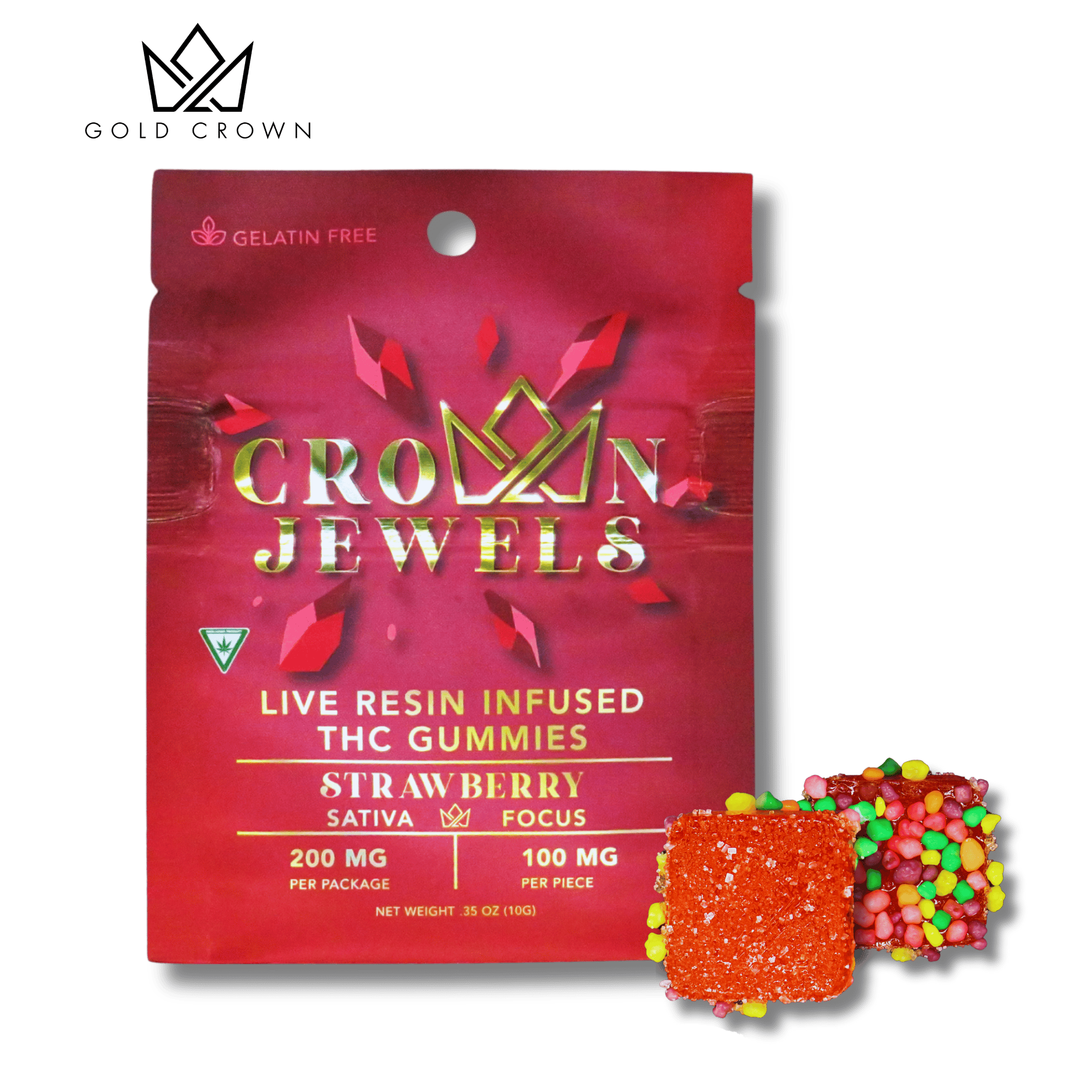 Gold Crown - Gold Crown | Crown Jewels | Strawberry Gummies | 200mg | 2ct | 100mg/ea - 1