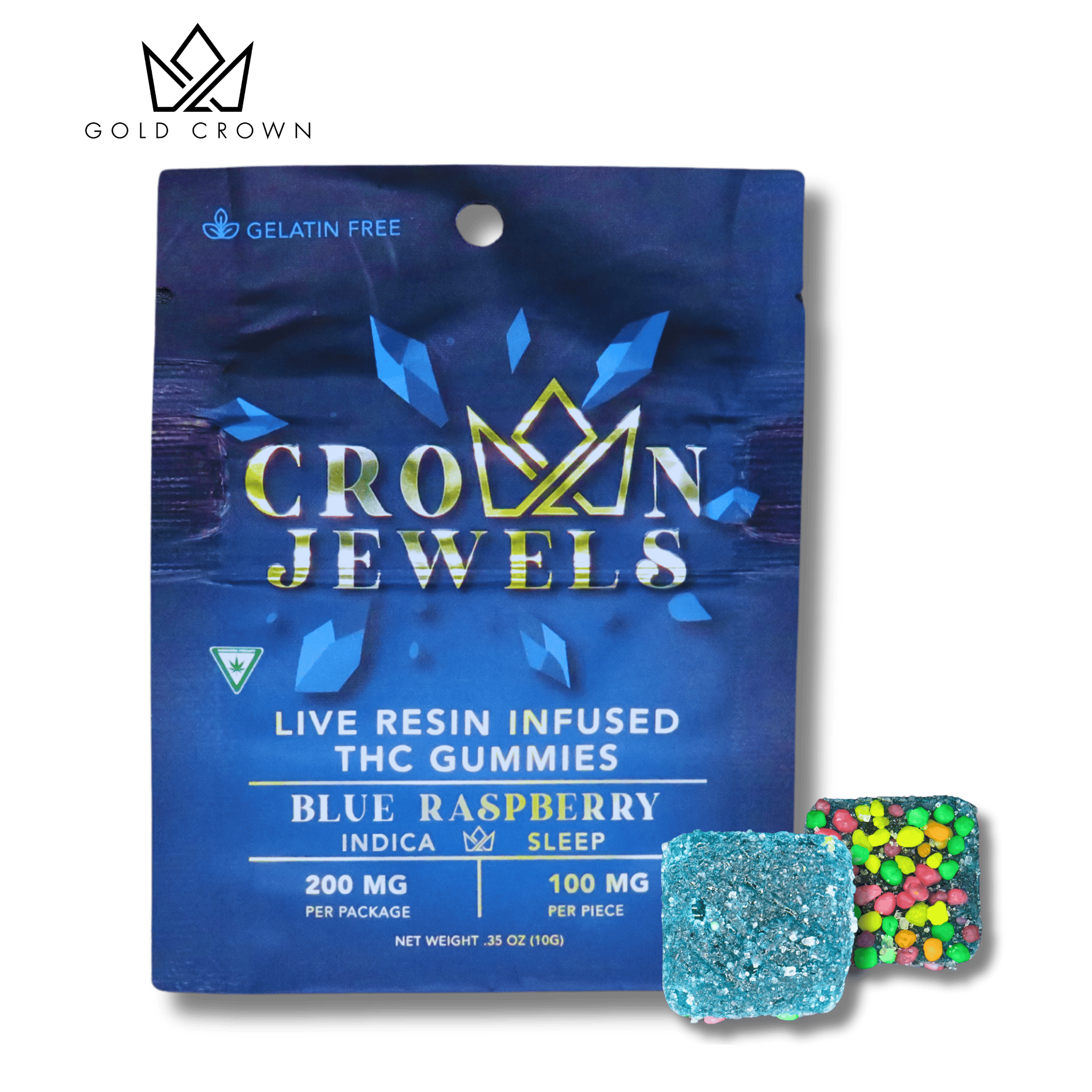 Gold Crown - Gold Crown | Crown Jewels | Blue Raspberry Gummies | 200mg | 2ct | 100mg/ea - 1
