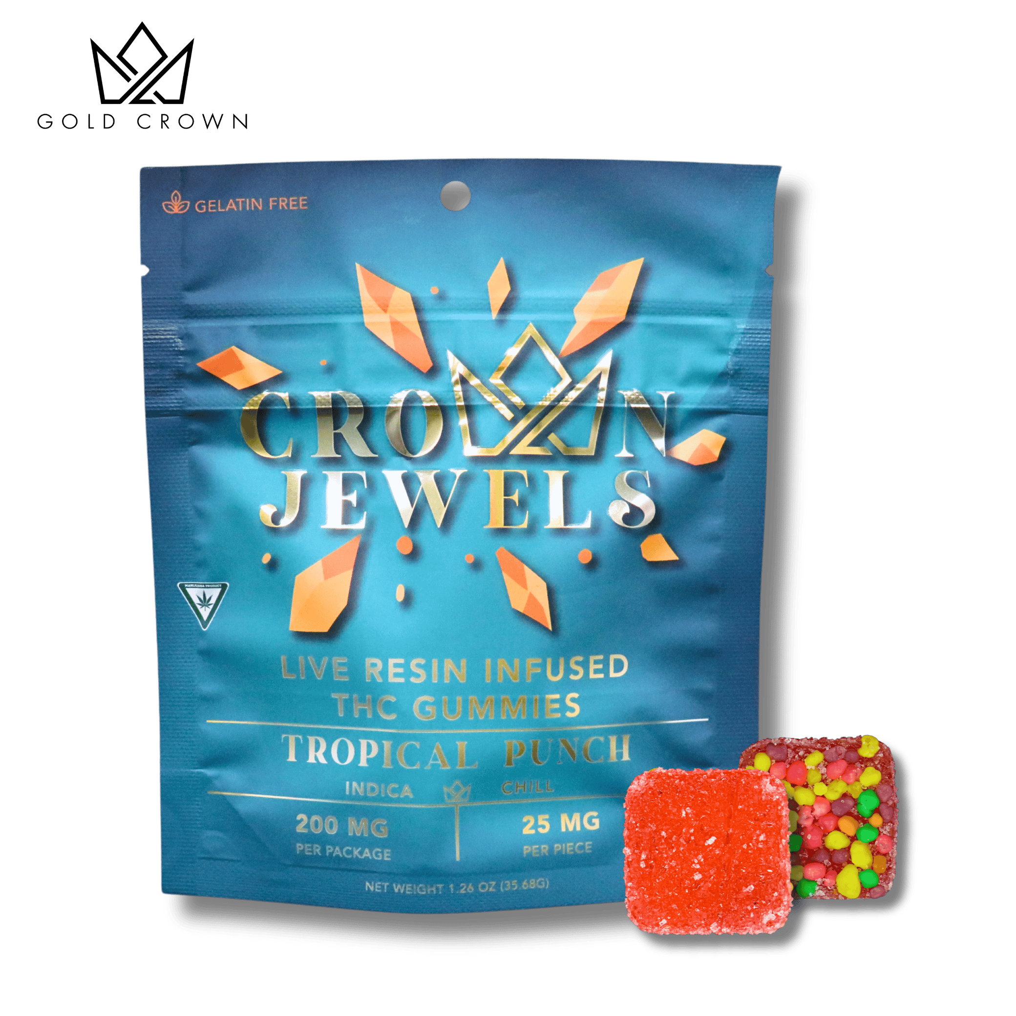 Gold Crown - Gold Crown | Crown Jewels | Tropical Punch Gummies | 200mg | 8ct | 25mg/ea - 1