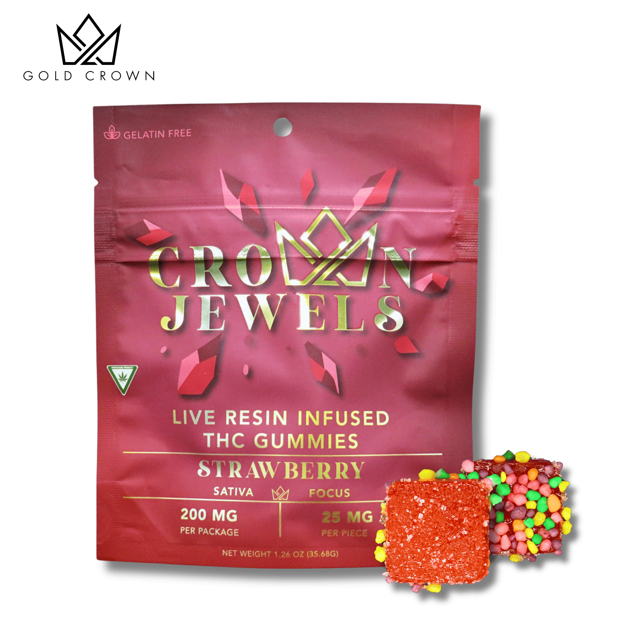 Gold Crown - Gold Crown | Crown Jewels | Strawberry Gummies | 200mg | 8ct | 25mg/ea - 1