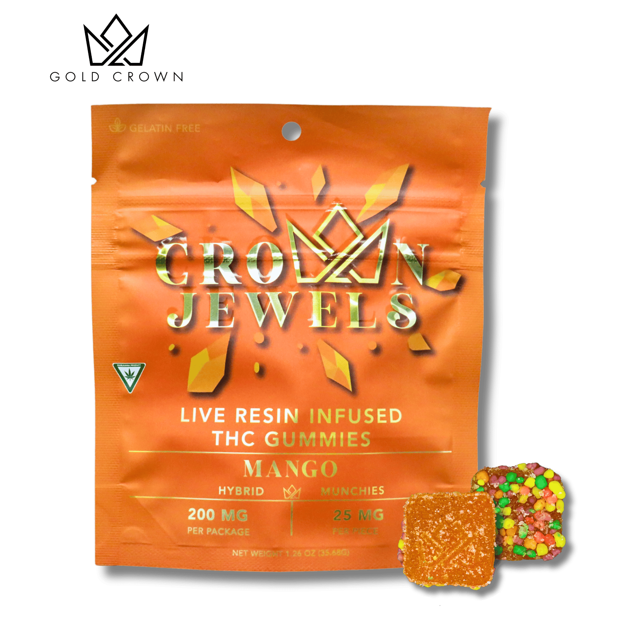 Gold Crown - Gold Crown | Crown Jewels | Mango Gummies | 200mg | 8ct | 25mg/ea - 1