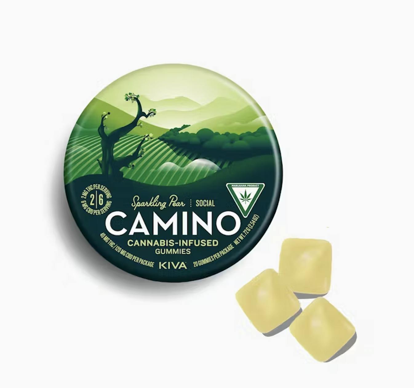 Kiva Confections - Camino Sparkling Pear 2:6 THC:CBD "Social" Gummies - 1