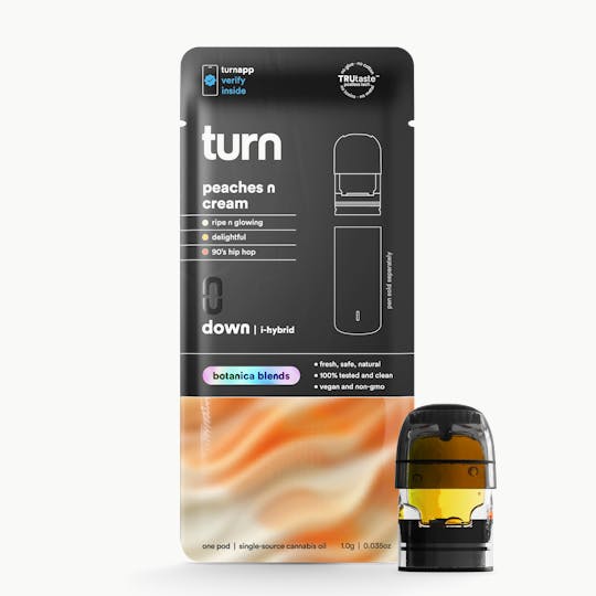 turn - 1.0g POD | peaches n cream | botanica blends | down | - 1