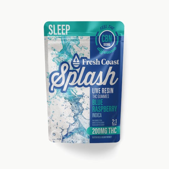 Fresh Coast - Blue Raspberry | Splash Live Resin Gummies | Indica | 200mg THC : 100mg CBN - 1
