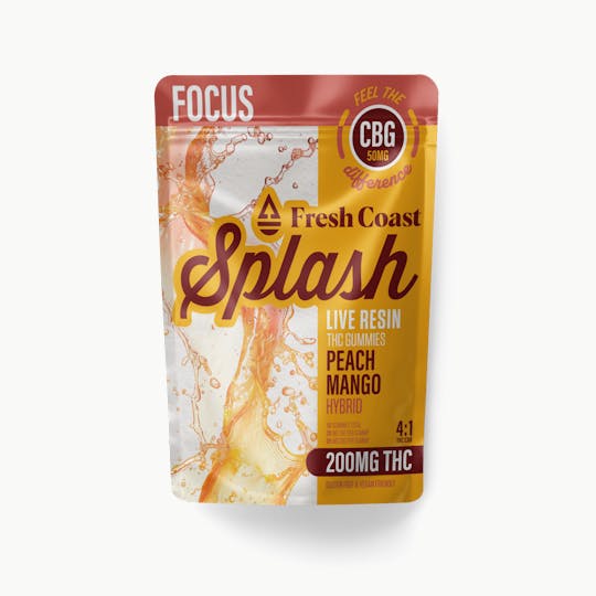 Fresh Coast - Peach Mango | Splash Live Resin Gummies | Hybrid | 200mg THC : 50mg CBG - 1