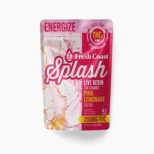 Fresh Coast - Pink Lemonade | Splash Live Resin Gummies | Sativa | 200mg THC : 50mg THCv - 1