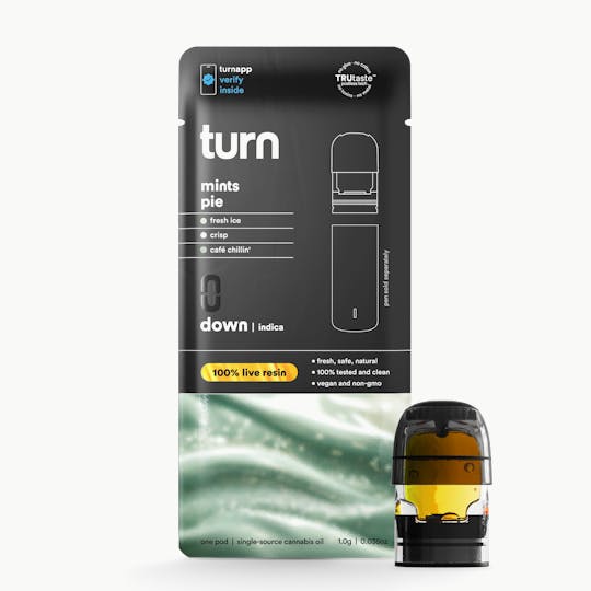 turn - 1.0g pod | mints pie | 100% live resin | down | - 1