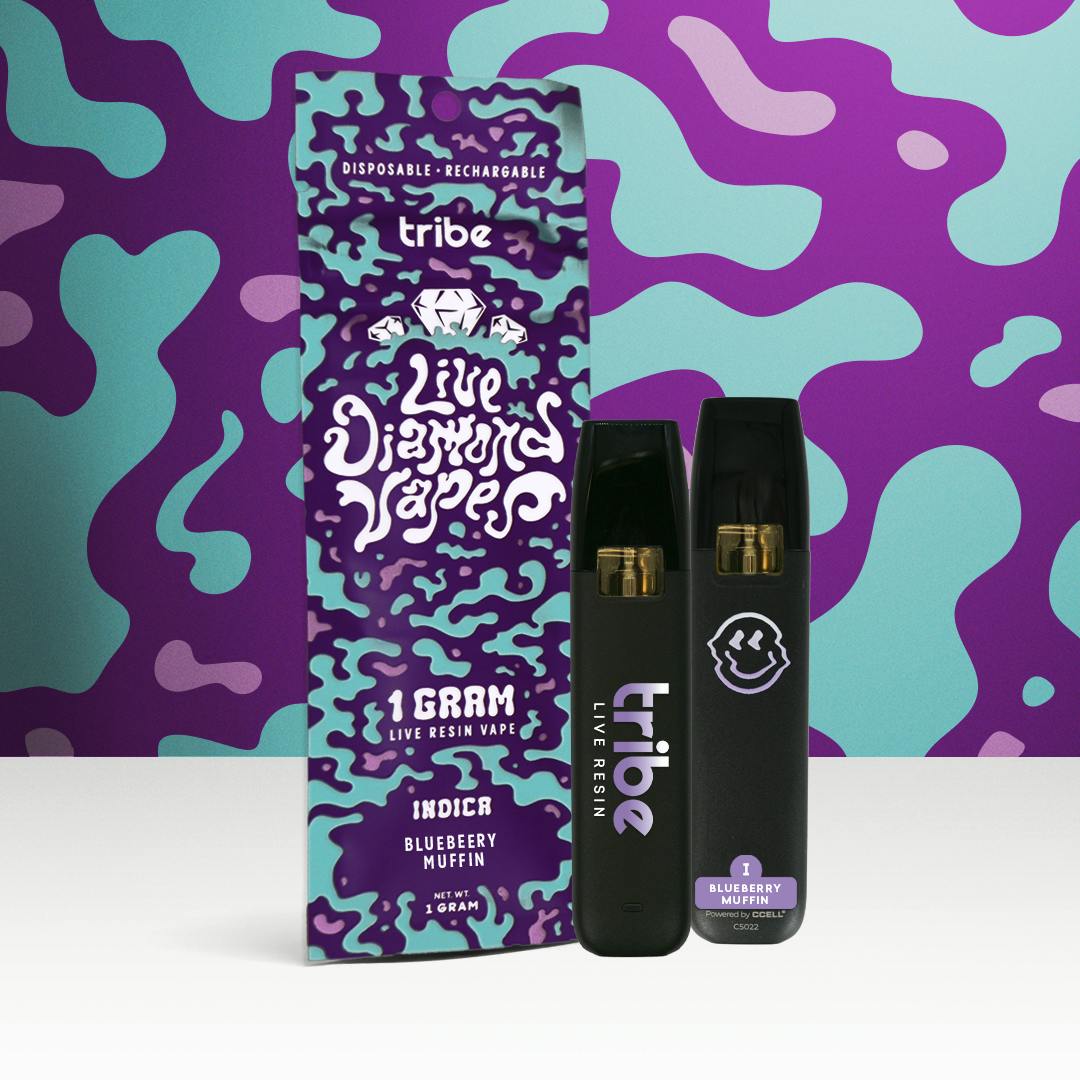 Tribe - Blueberry Muffin - Indica - Live Diamonds - Disposable Cartridge - 1g - 1