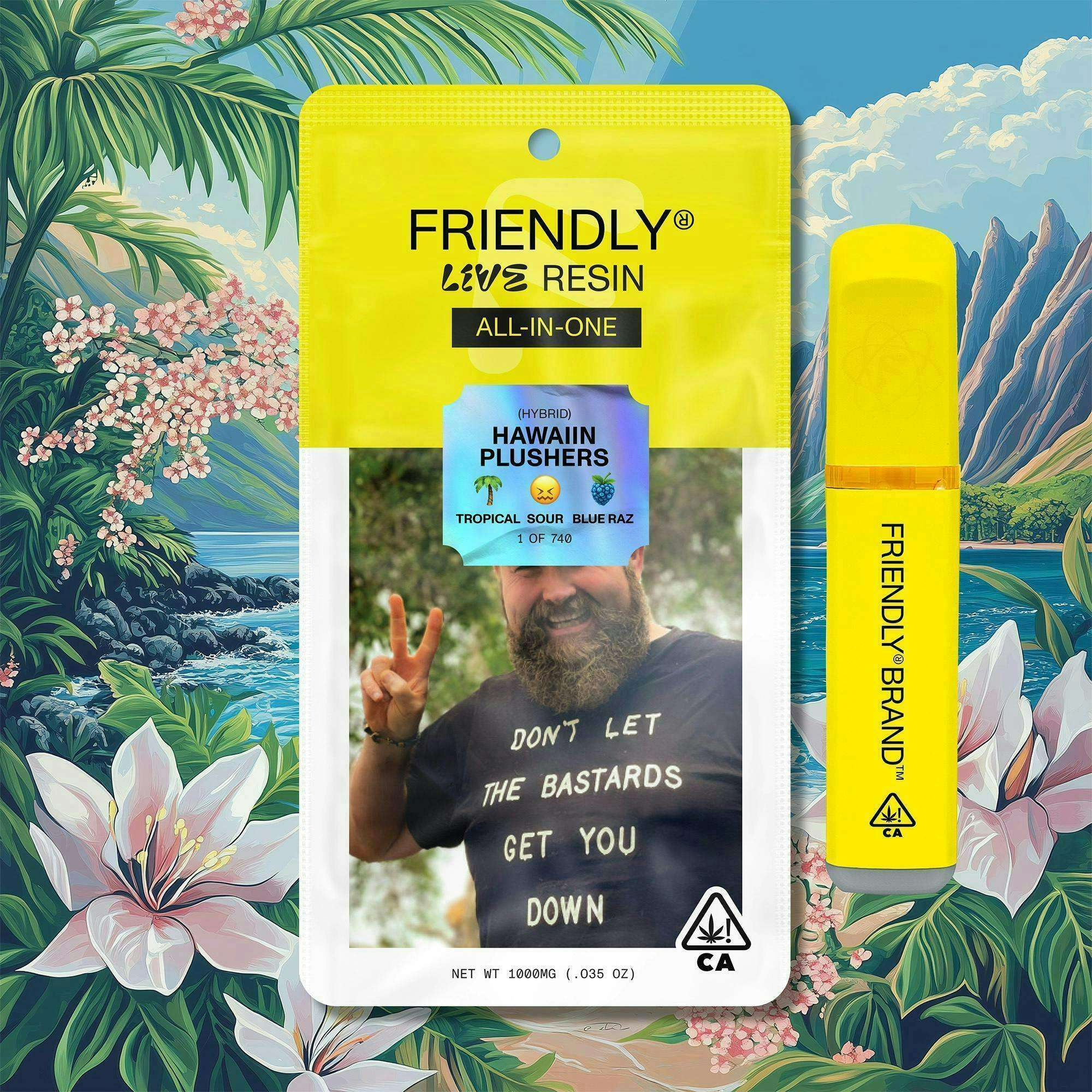 Friendly Brand - Friendly Brand | Hawaiian Plushers | Live Resin AIO | 1g - 1