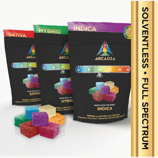 Arcadia Brands - Solventless Full Spectrum - 100mgs (10mgs per piece) - Sativa - 1