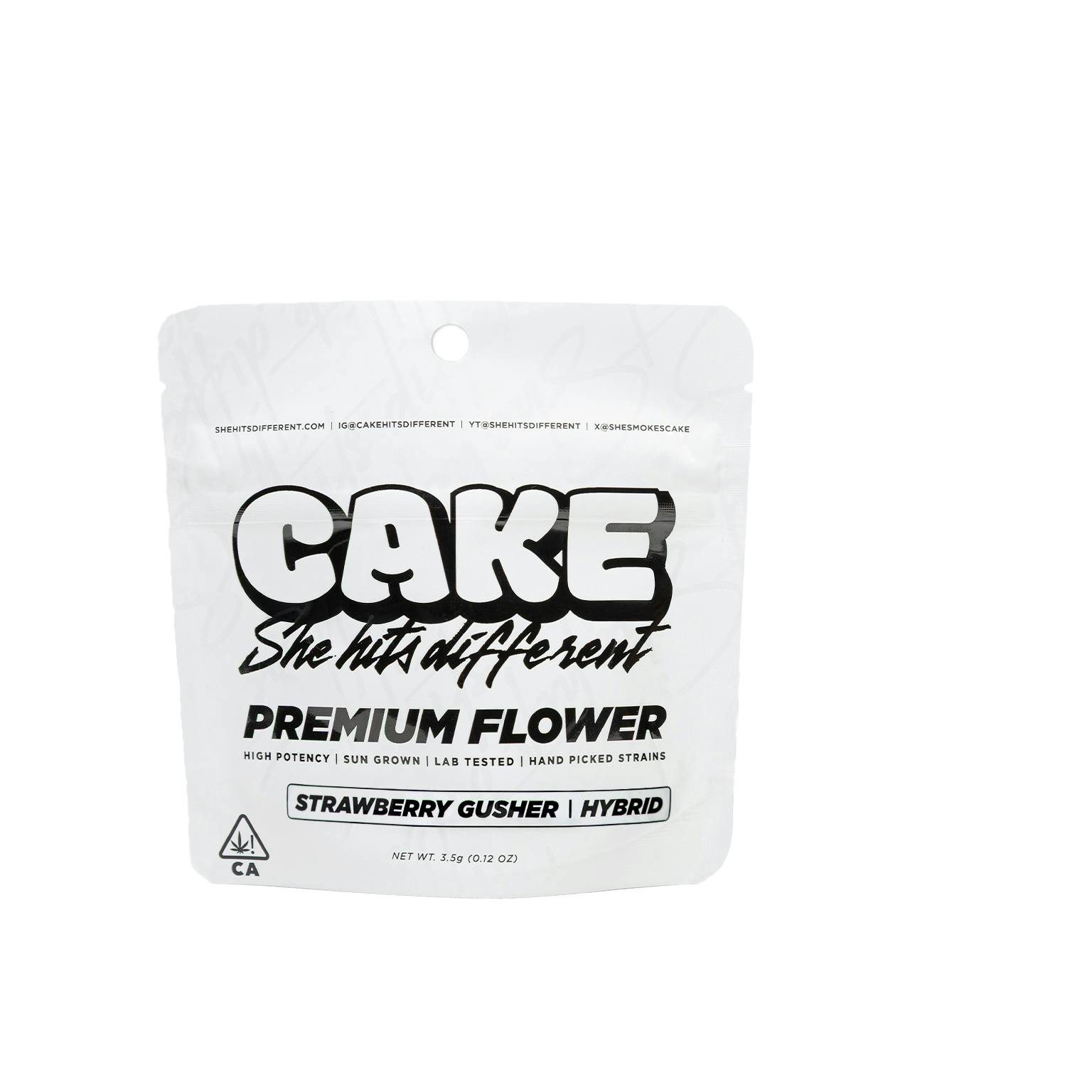 CAKE she hits different - Strawberry Gusher - 3.5 Grams - Hybrid - Premium Flower - 1