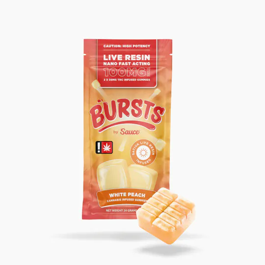 Sauce. - Sauce | Bursts | White Peach | Live Resin Gummies | 100mg - 1