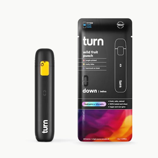 turn - 1.0g AIO | wild fruit punch | botanica blends | down | - 1
