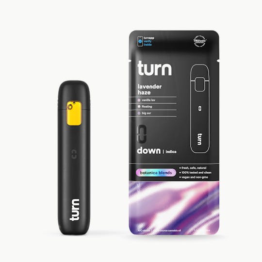 turn - 1.0g AIO | lavender haze | botanica blends | down | - 1