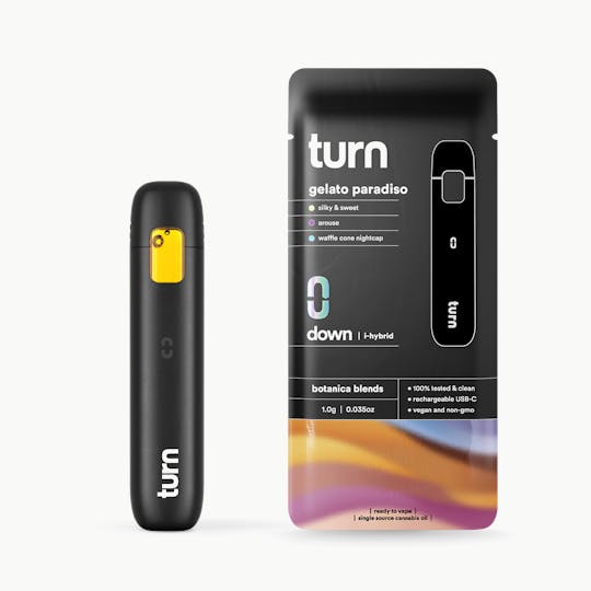 turn - 1.0g AIO | gelato paradiso | botanica blends | down | - 1