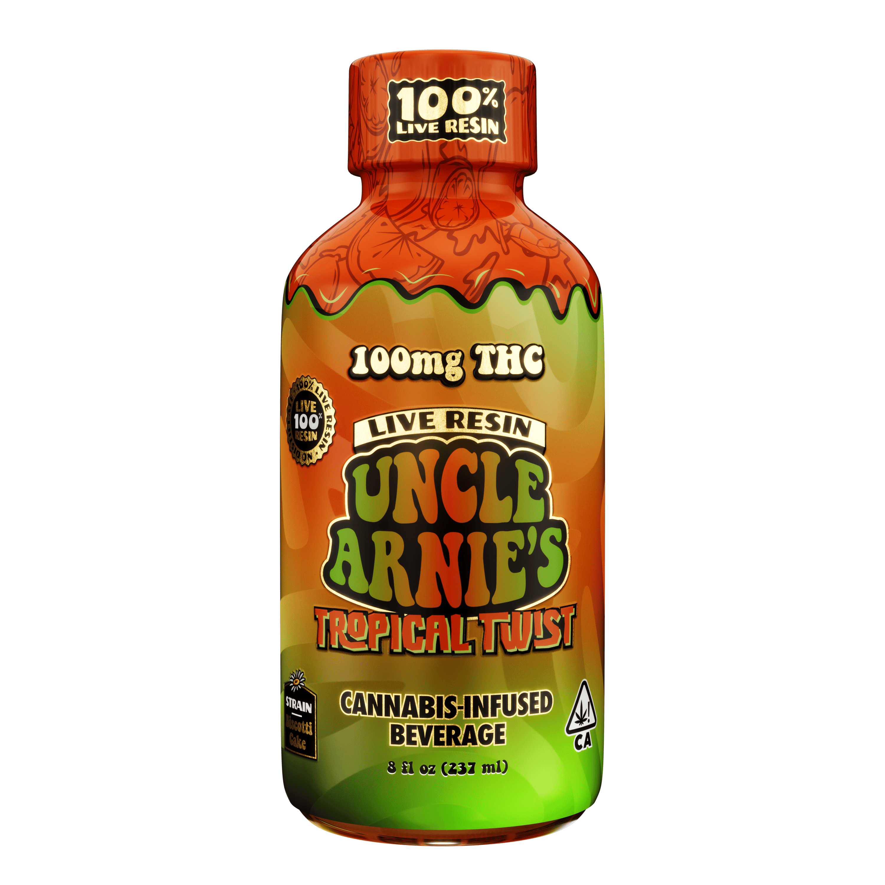 Uncle Arnies - Tropical Twist 100% Live Resin | Non-Carbonated | 100mg | 8oz - 1