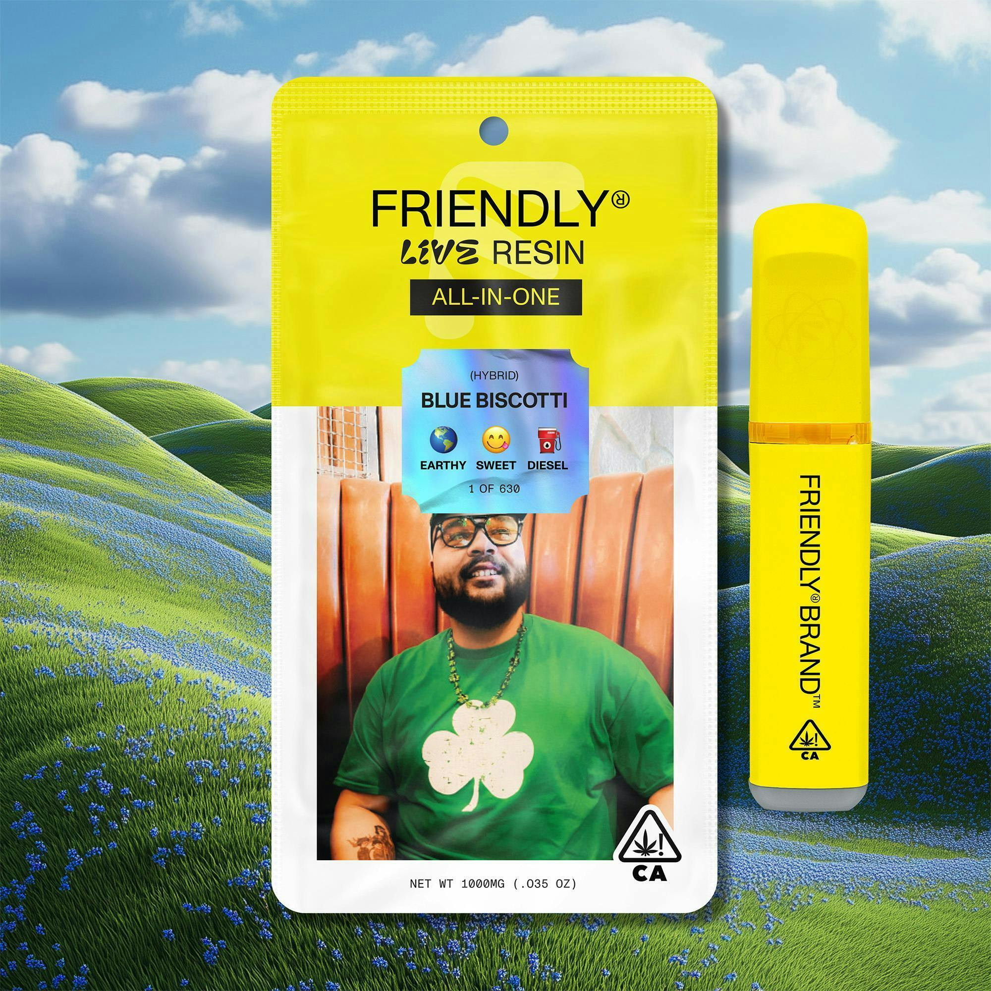 Friendly Brand - Friendly Brand | Blue Biscotti | Live Resin AIO | 1g - 1
