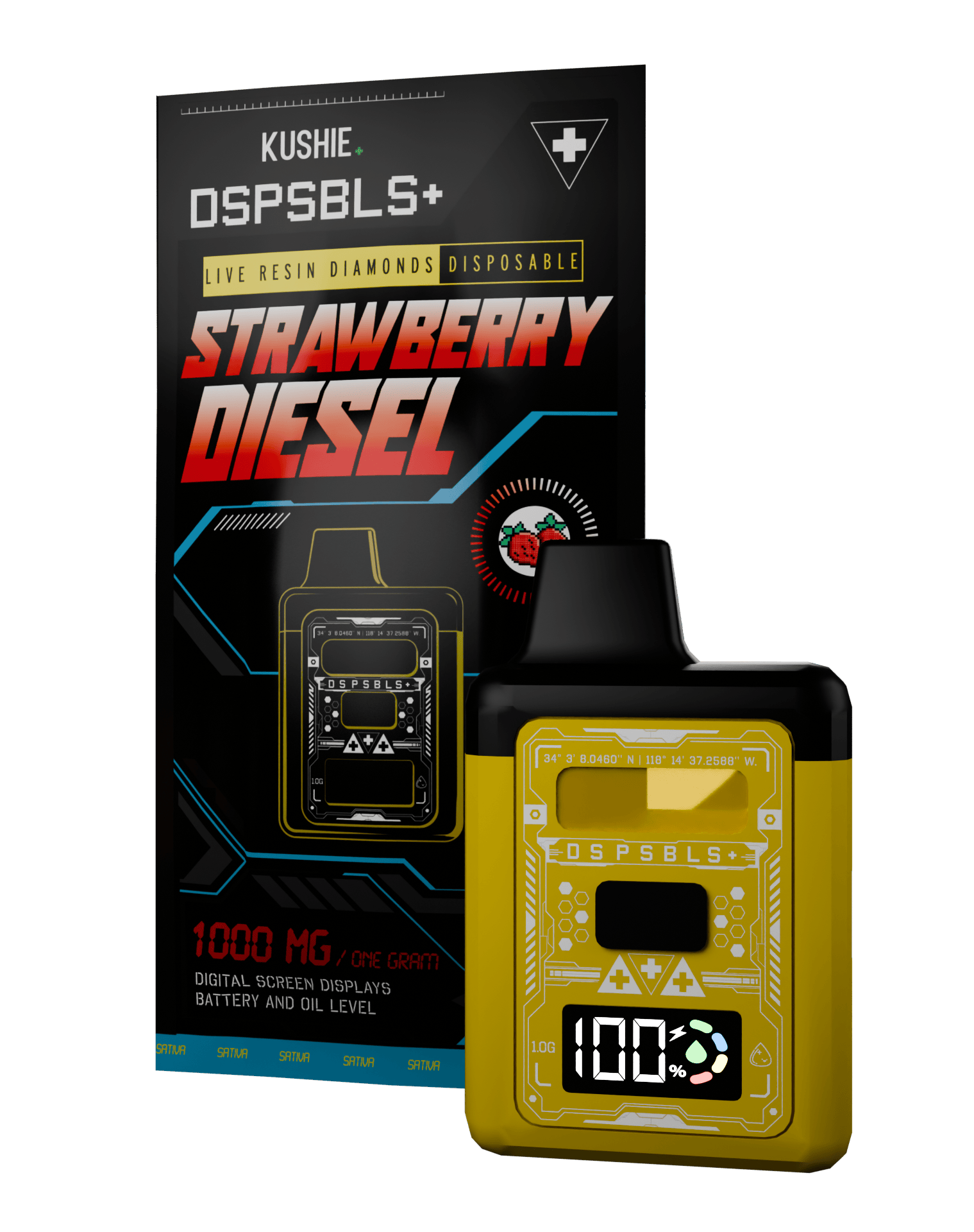 Kushie Brand - Strawberry Diesel | DSPSBLS+ Live Resin Disposable | 1g - 1