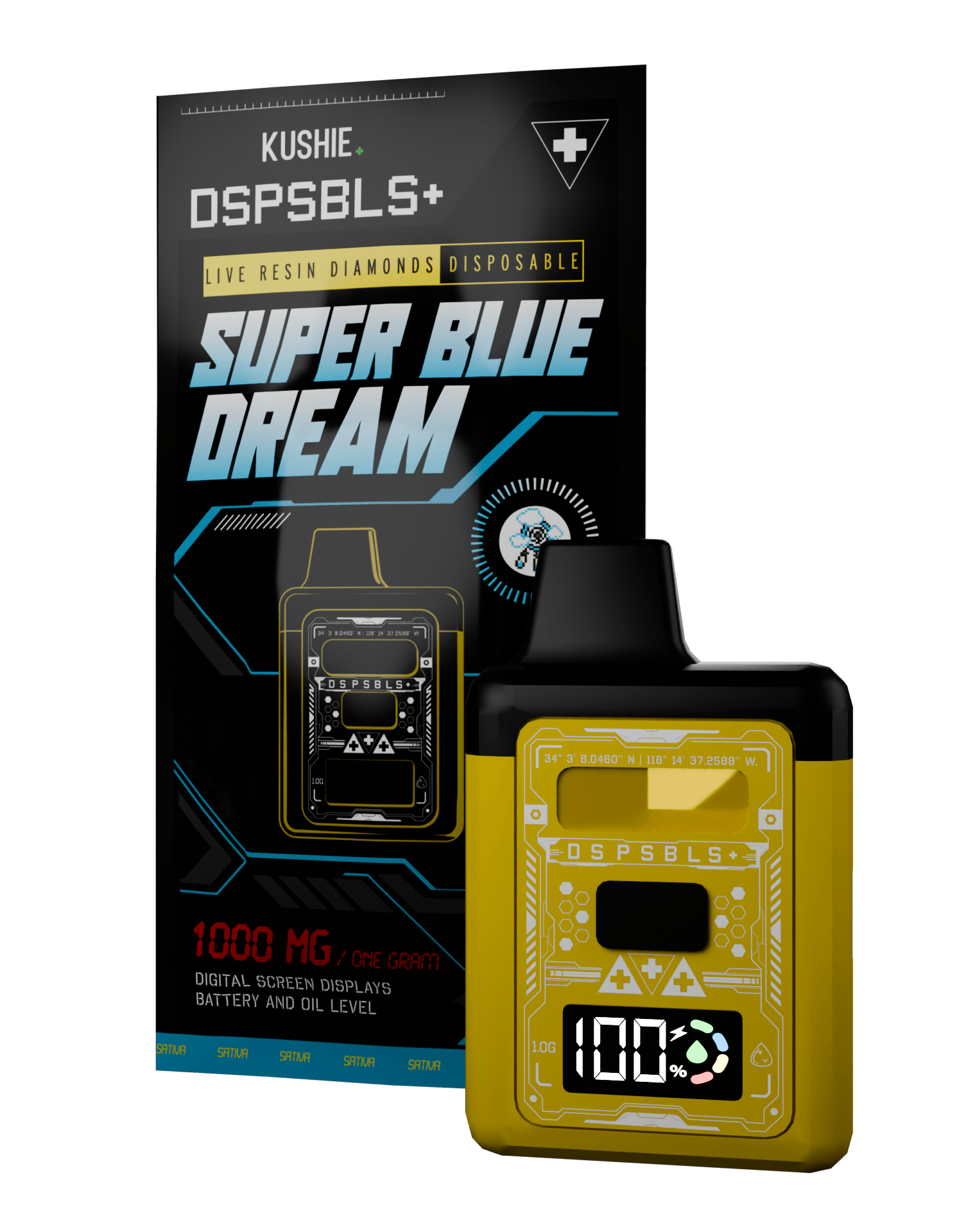 Kushie Brand - Super Blue Dream | DSPSBLS+ Live Resin Disposable | 1g - 1