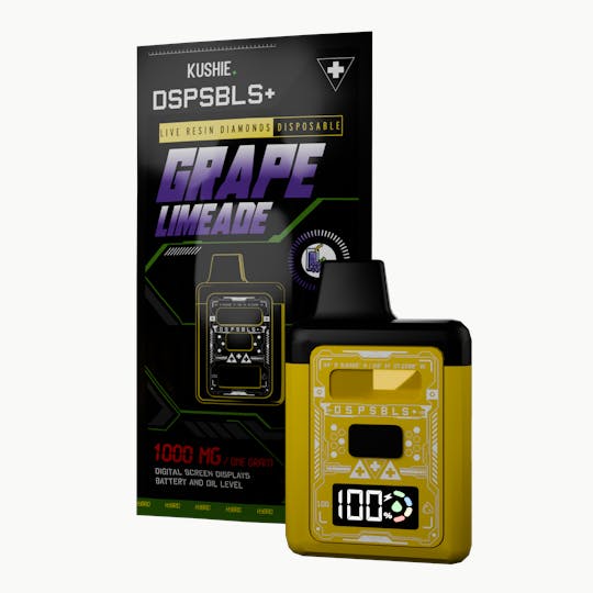 Kushie Brand - Grape Limeade (Hybrid) - DSPSBLS+ 1G Live Resin Diamonds All In One - 1