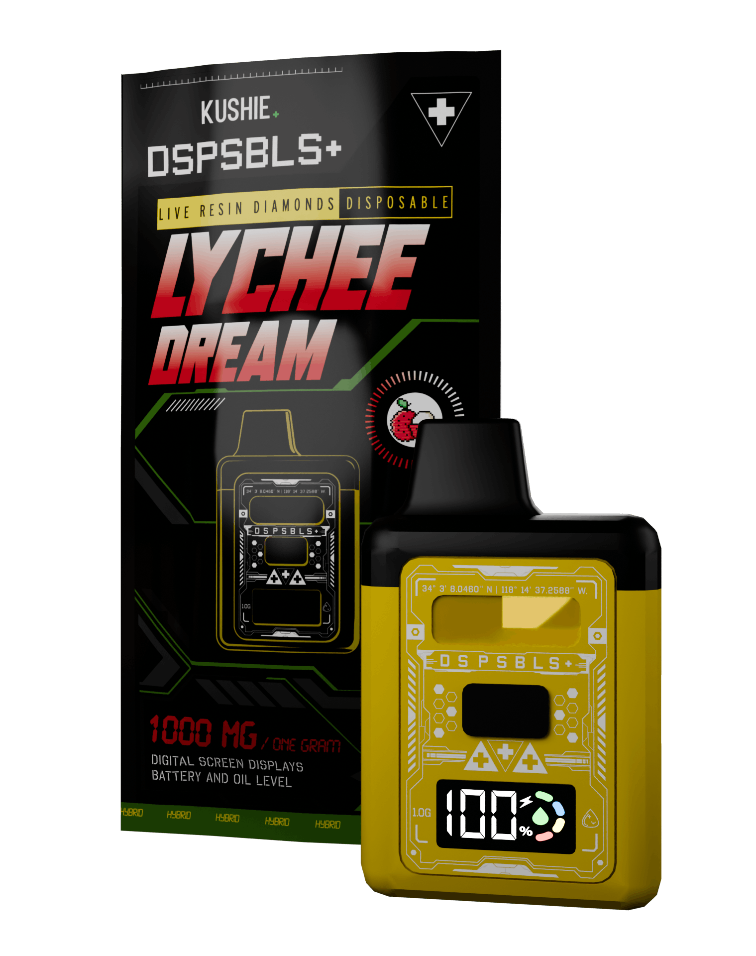 Kushie Brand - Lychee Dream (Hybrid) - DSPSBLS+ 1G Live Resin Diamonds All In One - 1