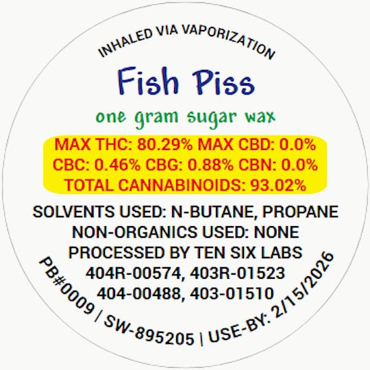 Ten Six Labs - Sugar Wax | 1g | Fish Piss - 1