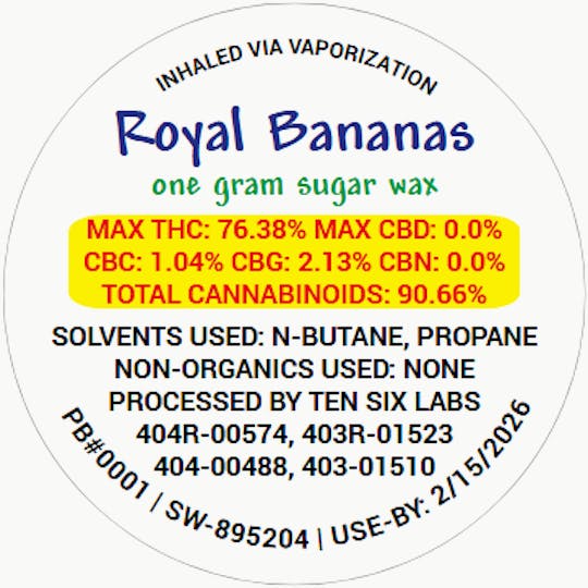 Ten Six Labs - Sugar Wax | 1g | Royal Bananas - 1