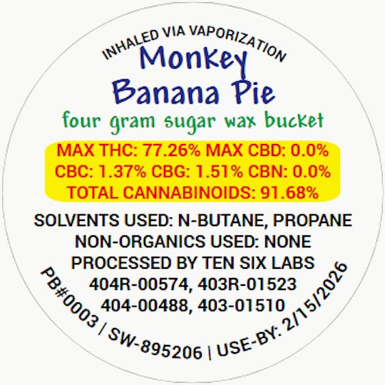 Ten Six Labs - Sugar Wax | 4g | Monkey Banana Pie - 1