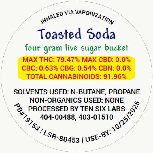 Ten Six Labs - Live Sugar Resin | 4g | Toasted Soda - 1