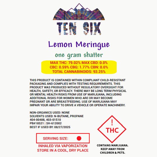 Ten Six Labs - Shatter | 1g | Lemon Meringue - 1