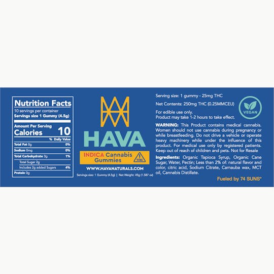 Hava Naturals - Hava | Strawberry Indica Gummies | 10pk - 1