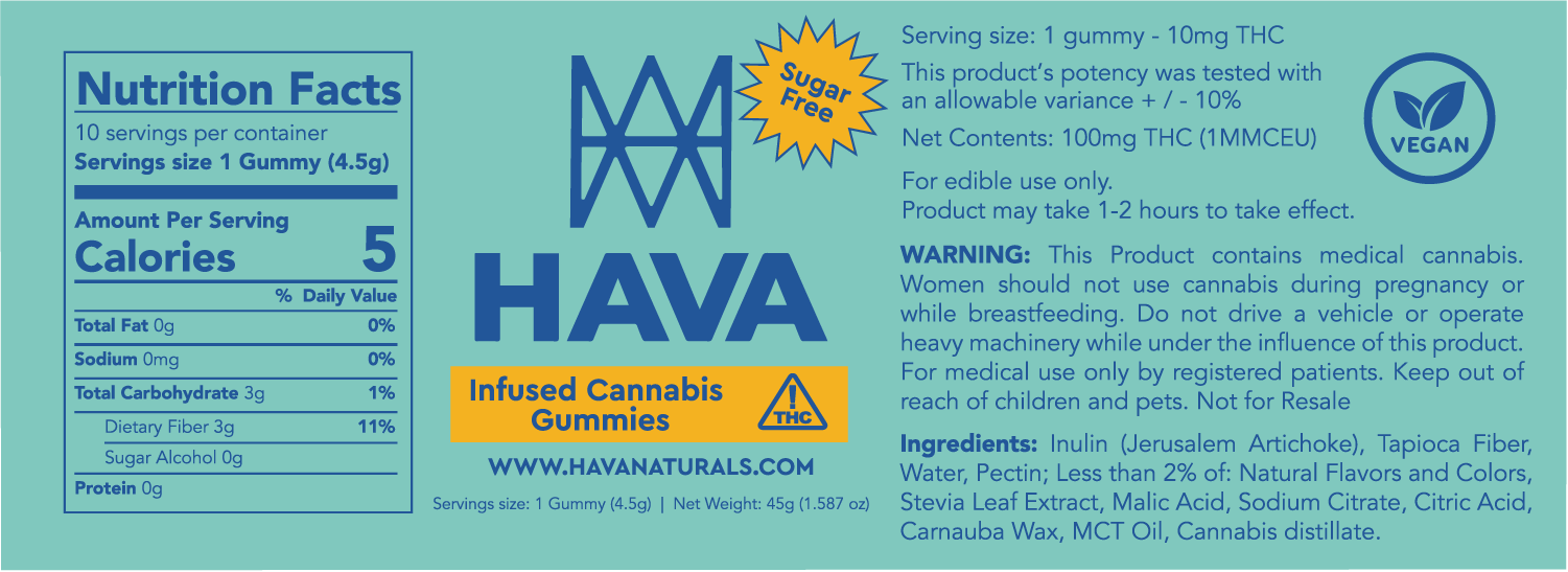 Hava Naturals - Hava | SugarFree Blueberry Gummies | 10pk - 1