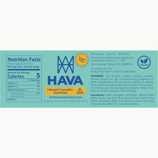 Hava Naturals - Hava | SugarFree Blueberry Gummies | 10pk - 1