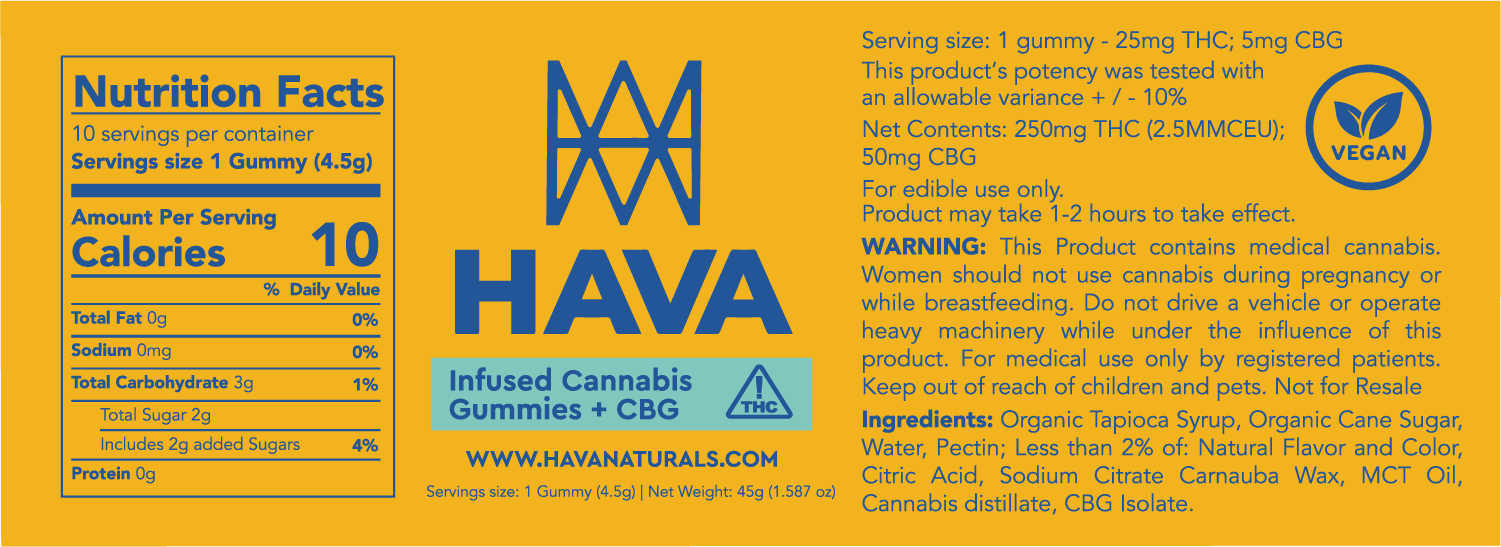 Hava Naturals - Hava | Tropical CBG Gummies | 10pk - 1