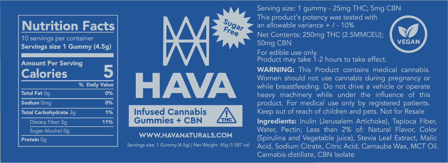 Hava Naturals - Hava | SugarFree Mango CBN Gummies | 10pk - 1