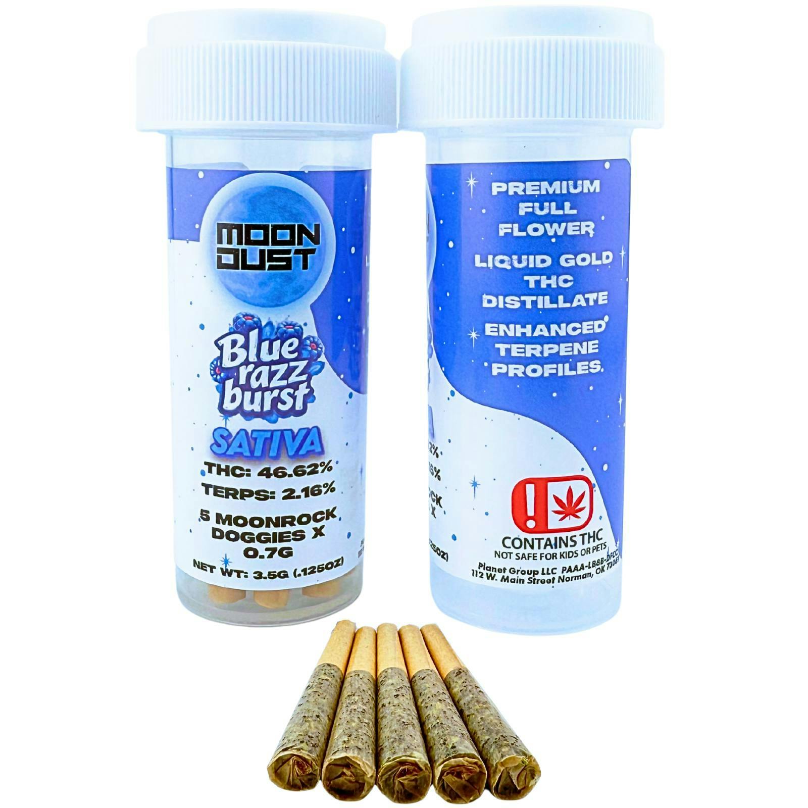 MOON DUST - Moon Rock | Blue Razz Burst | Infused Joint | 0.7g each | 5pk - 1