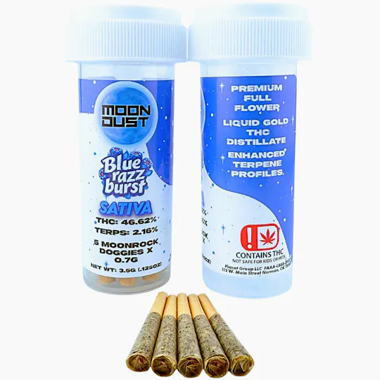 MOON DUST - Moon Rock | Blue Razz Burst | Infused Joint | 0.7g each | 5pk - 1