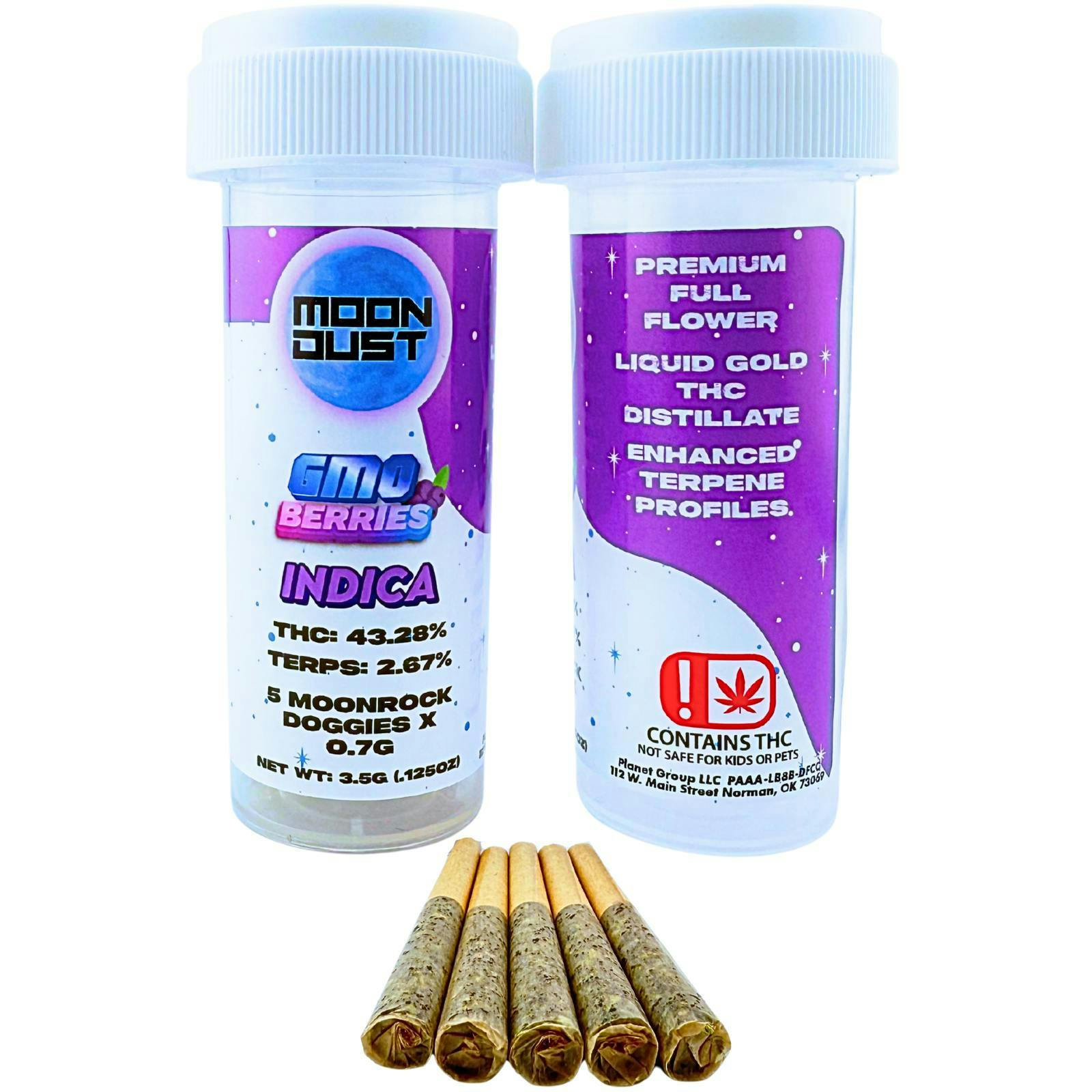 MOON DUST - Moon Rock | GMO Berries | Infused Joint | 0.7g each | 5pk - 1