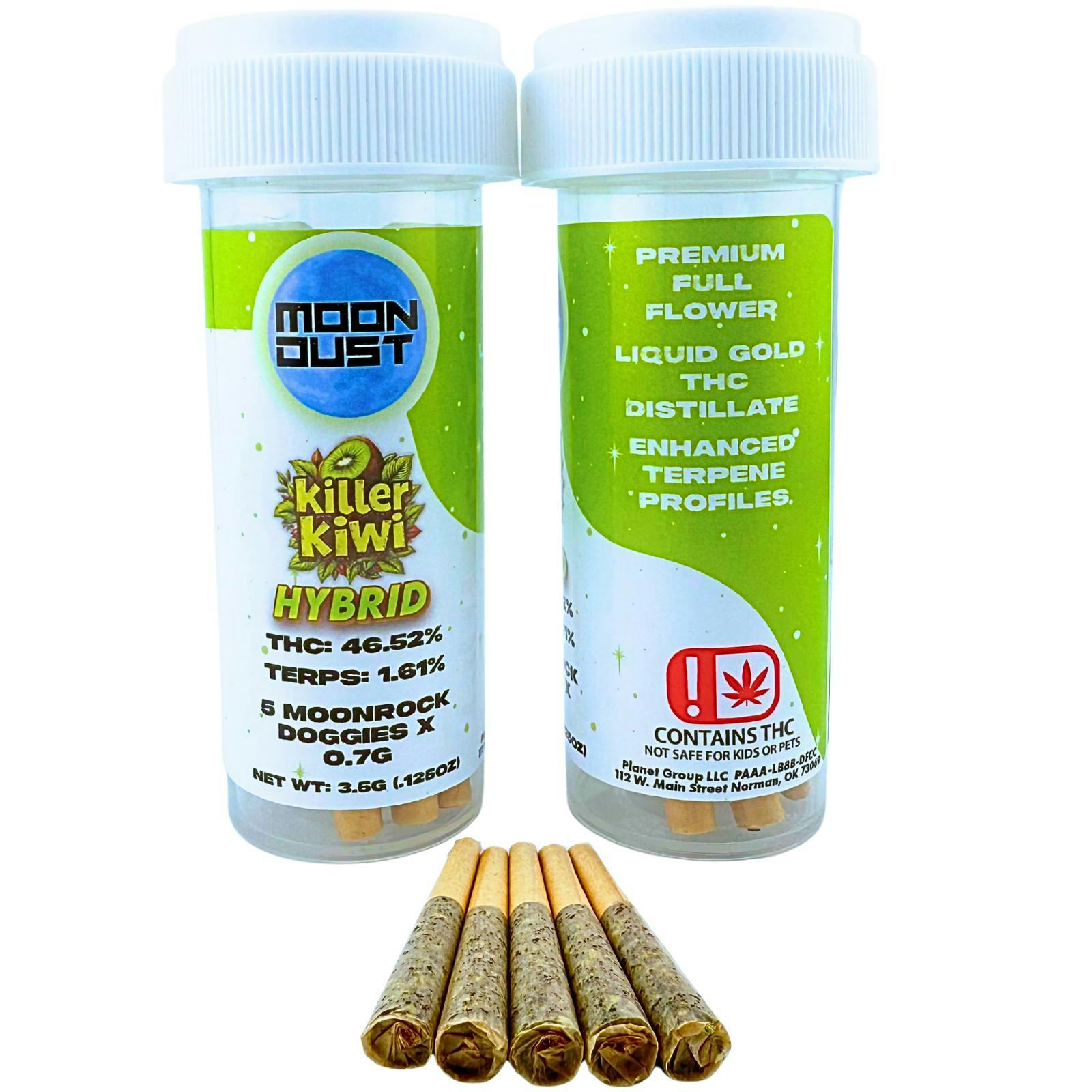 MOON DUST - Moon Rock | Killer Kiwi | Infused Joint | 0.7g each | 5pk - 1